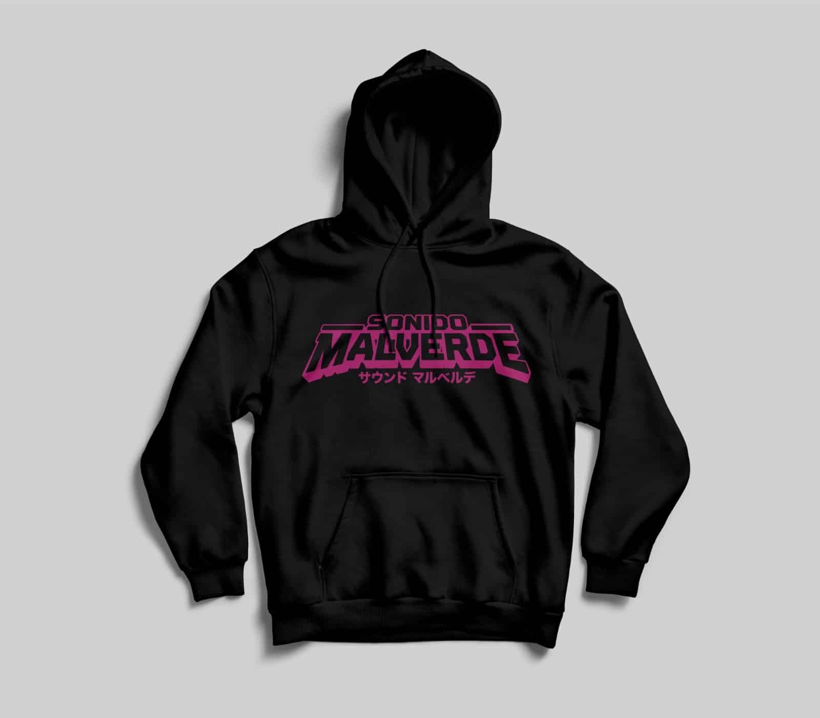 Sudadera Negra Sonido Malverde Vista Frontal