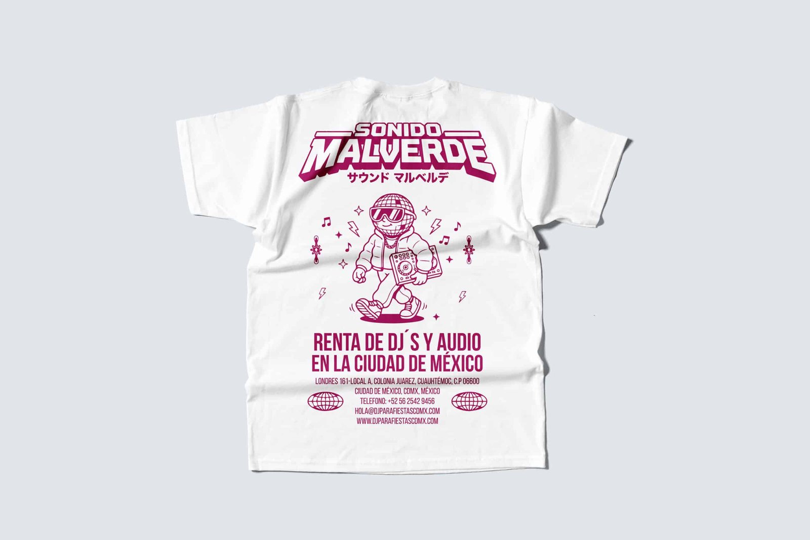 Playera Blanca Sonido Malverde Vista trasera