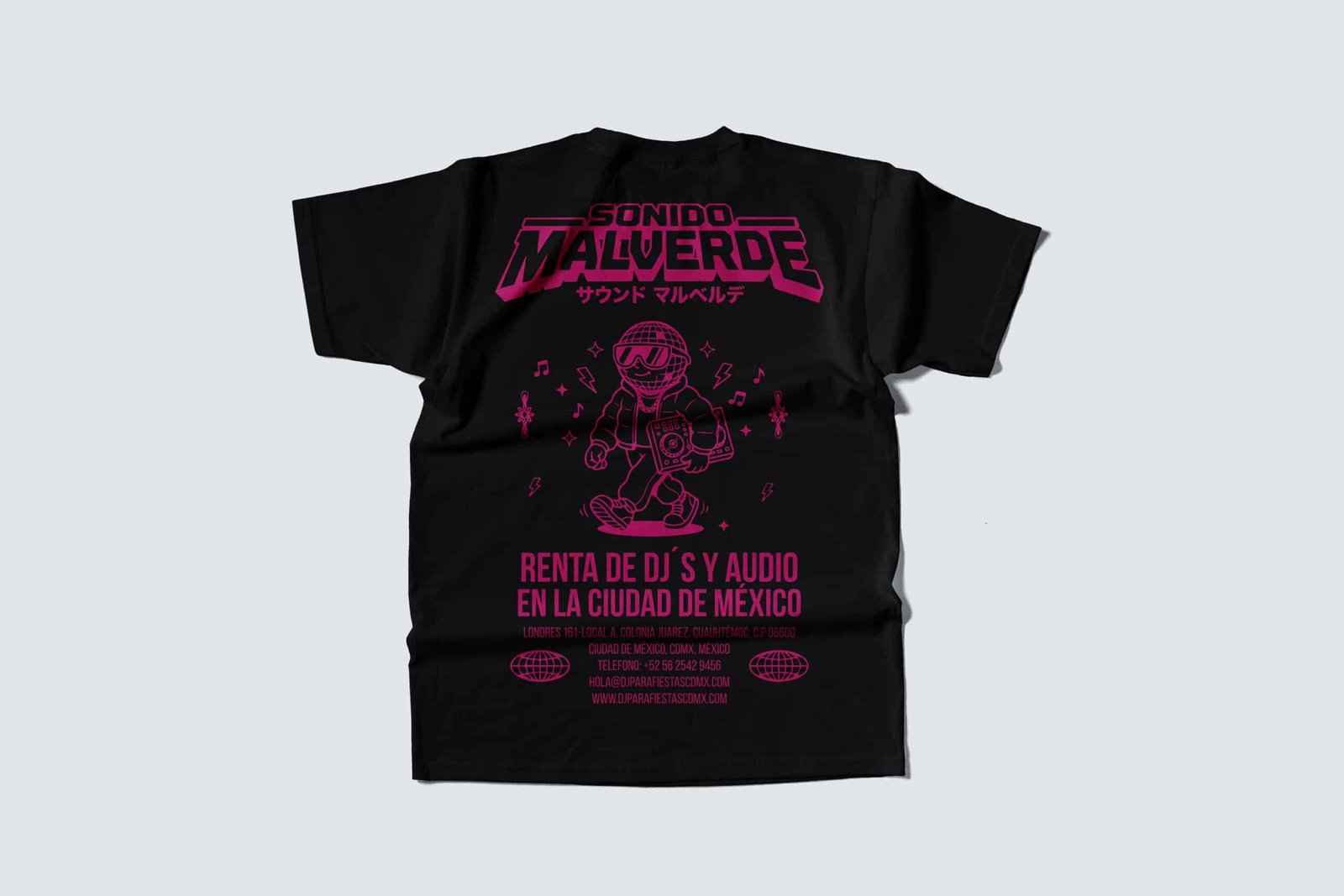 Playera Negra Sonido Malverde Vista Trasera