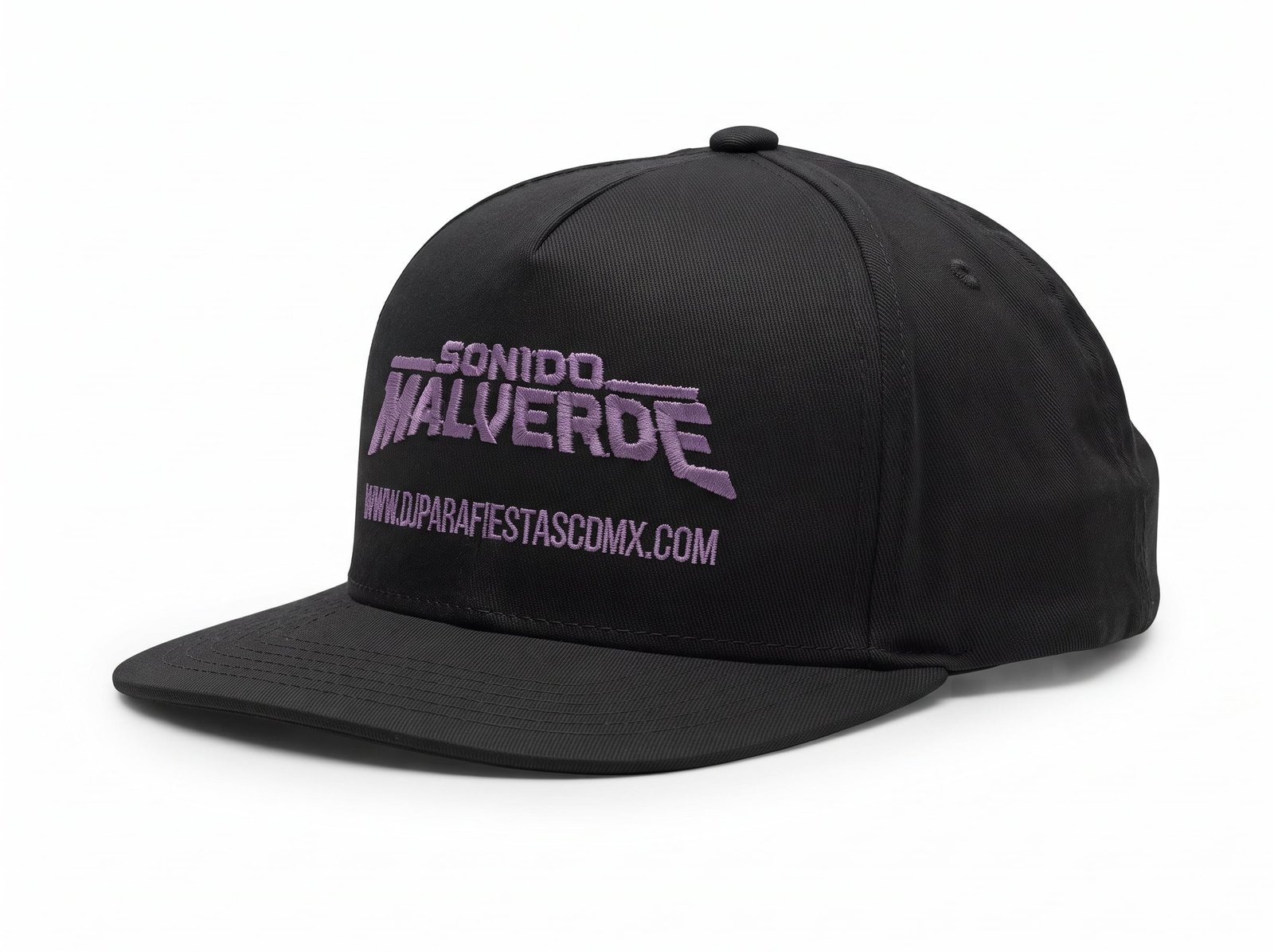 Gorra Snapback Negra Sonido Malverde Vista Lateral