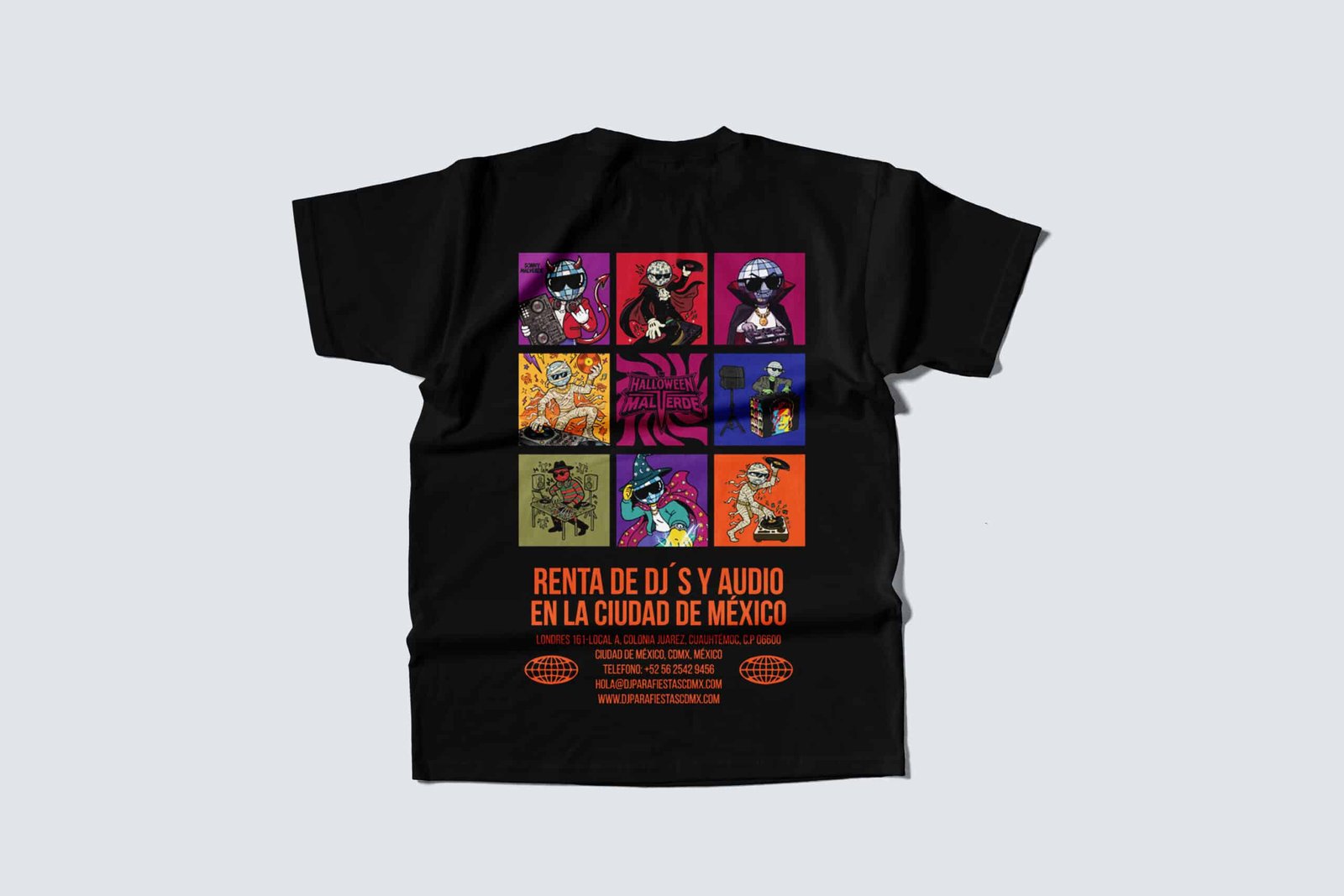 Playera Negra Halloween Sonido Malverde 2026 Vista Trasera